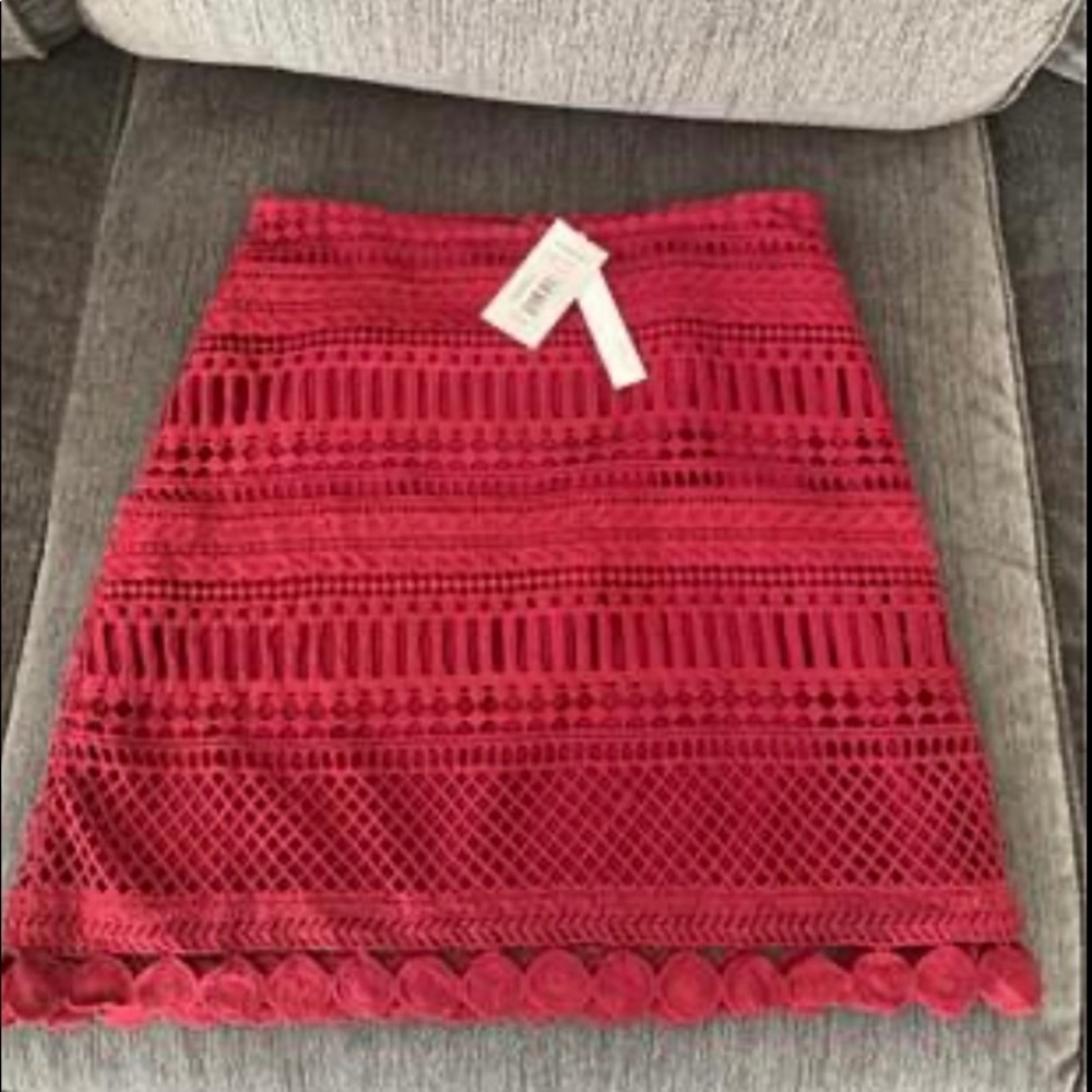 NWT Aqua red lace skirt